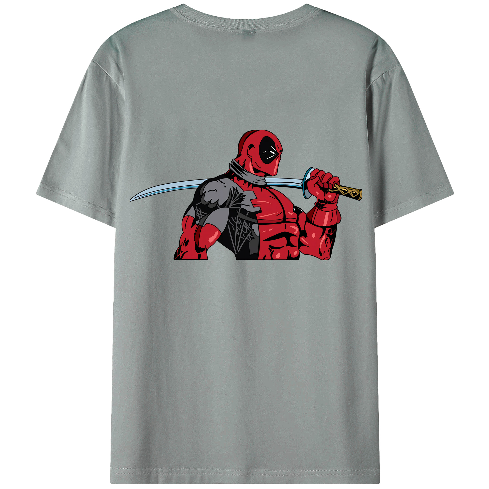 （画像用） Deadpool デッドプール 綿100％ メンズ半袖Tシャツ（バックプリント） 通気性